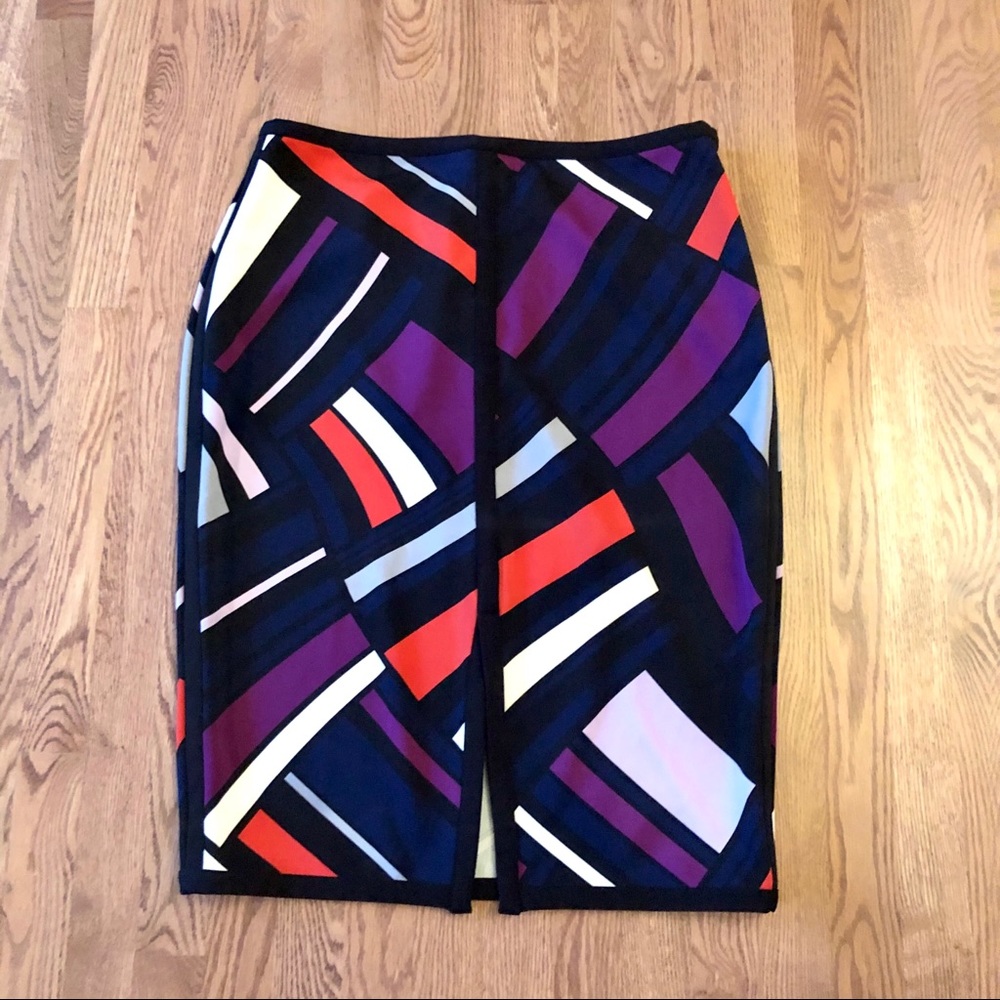 Worthington Color Block Pencil Skirt Stretchy Slit
